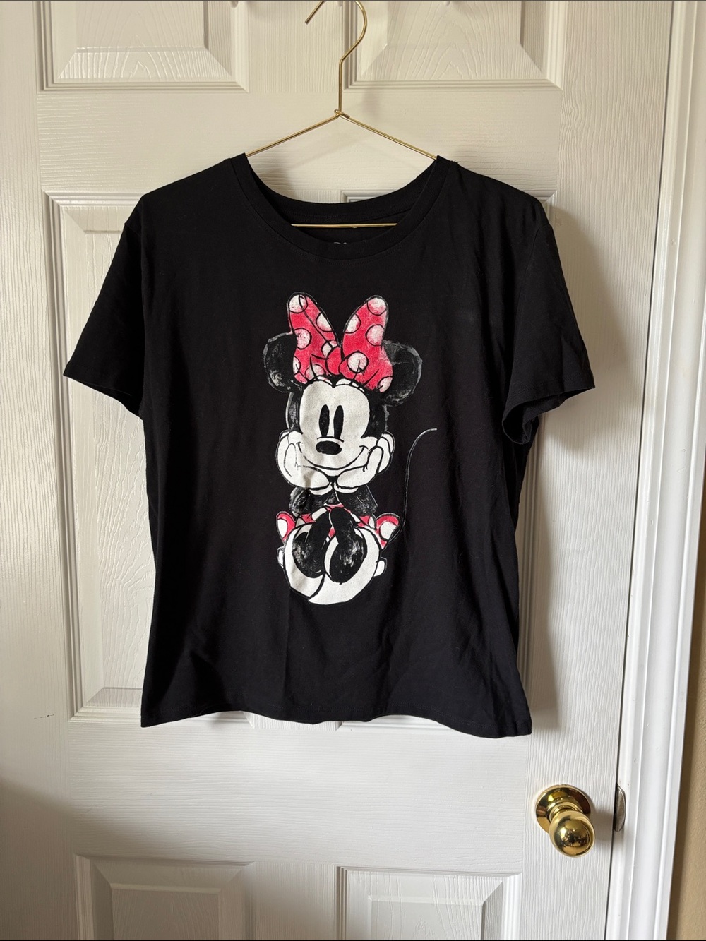 Disney Minnie Mouse Black Graphic Tee Women’s Medium Casual Short Sleeve Shirt